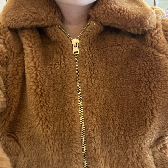 Women's Brown Faux Fur Jacket - Picture 3 of 4